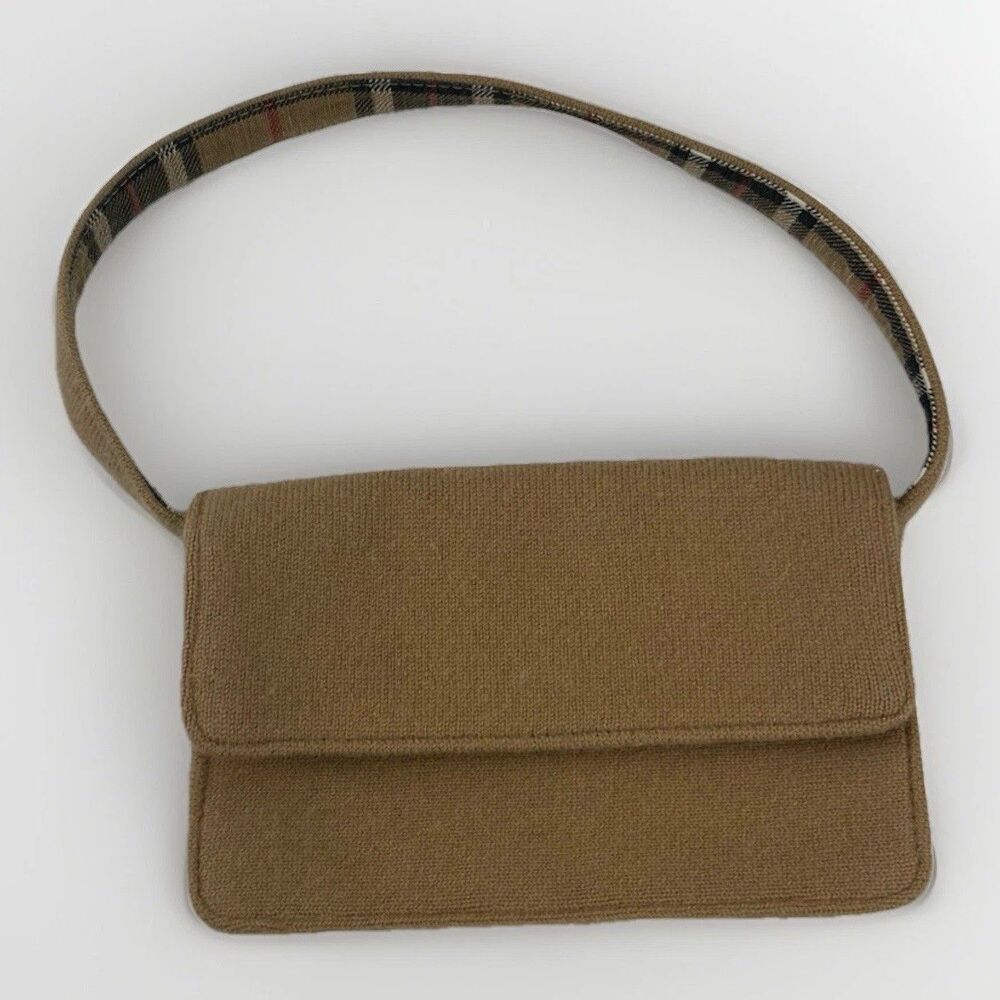 VTG Valerie Stevens 100% Cashmere Shoulder Bag Plaid Lining Made in Italy